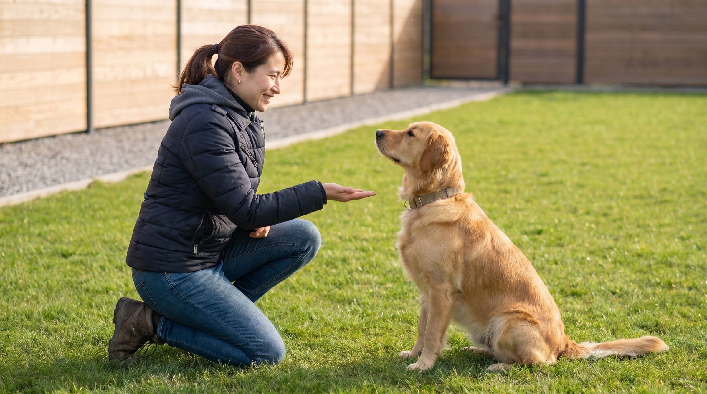Kru Joey training a dog at Jojo House